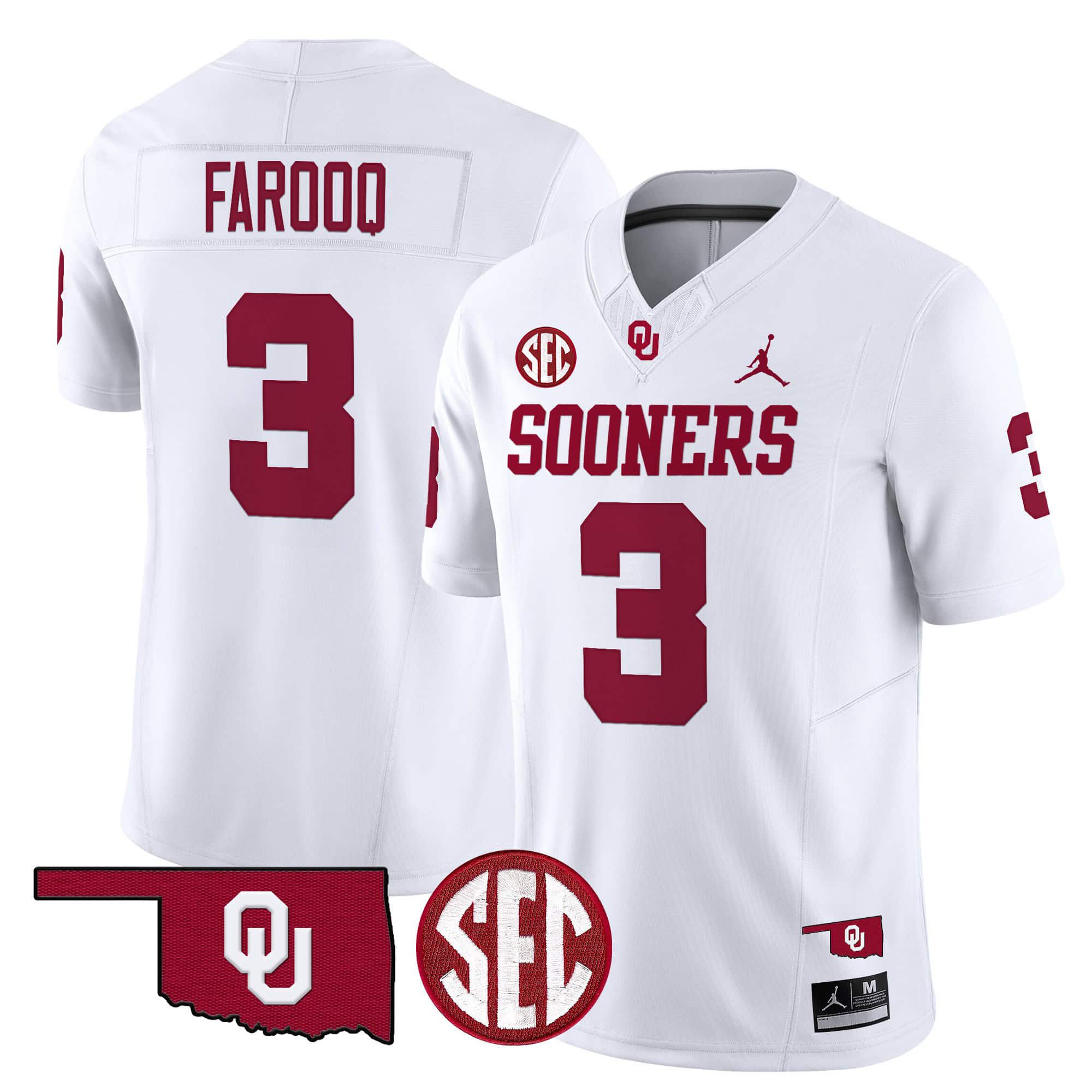 Men Oklahoma Sooners #3 Farooq White 2024 Vapor Limited NCAA Jersey